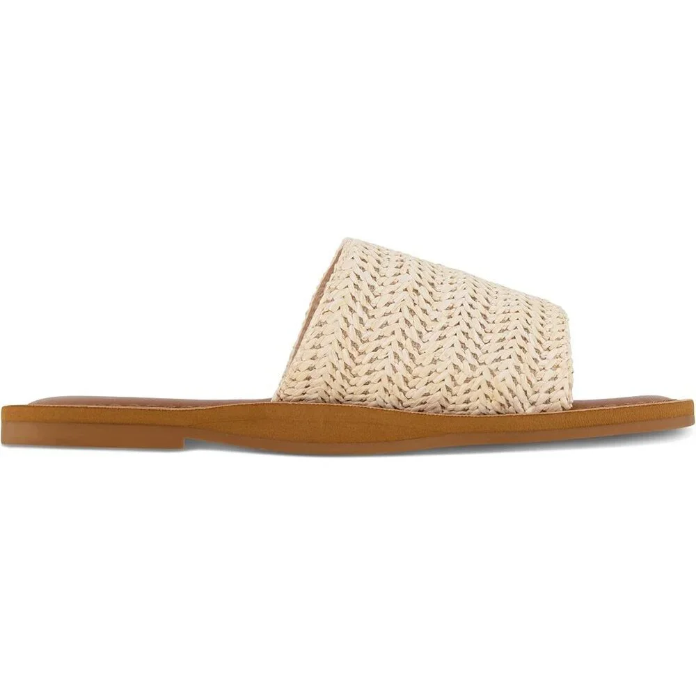 Women's Cream Carly Slide Sandal Vegan Leather Memory Foam Insole Shoes